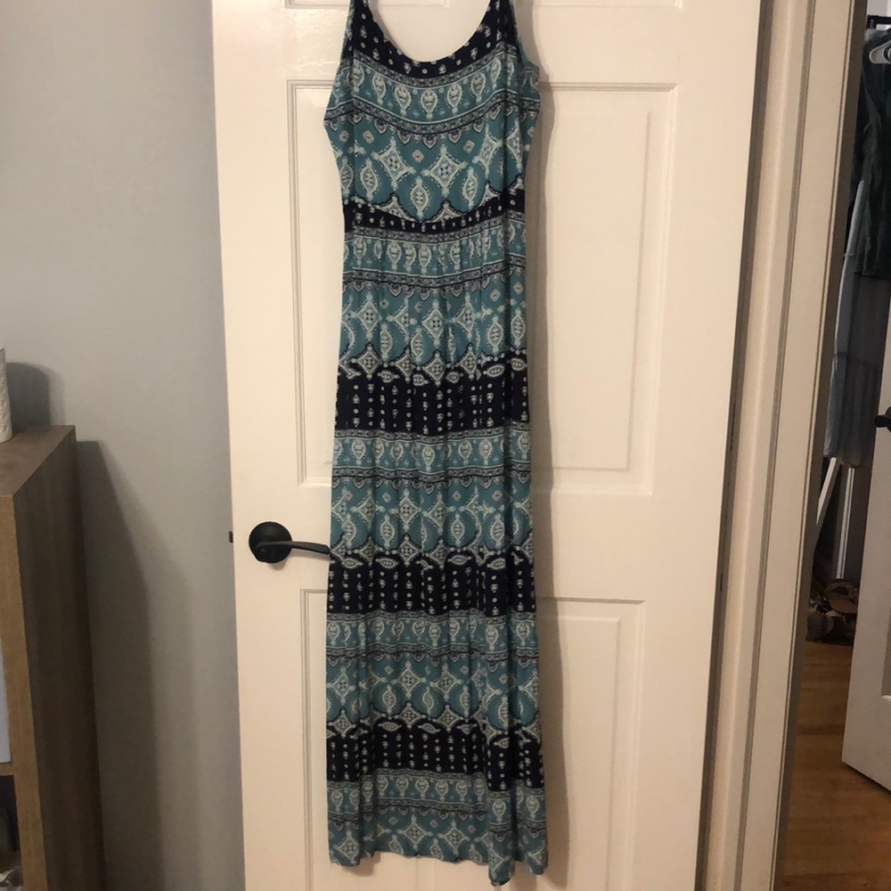 Teal and navy maxi dress M
